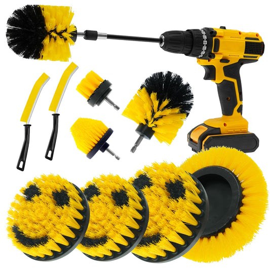 TOWBRUS 10 Pack Drill Cleaning Brush Attachment Set, Brush Drill Attachment for Cleaning Grout, Floor, Tub, Shower, Tile, Sink, Bathroom, Kitchen, Car, Narrow Gaps, Perfect for Hard-to-Reach Surfaces