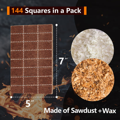 Bbcuepro All Natural Charcoal Fire Starters - 144 PCS Cubes Lightning Fast Lighters for Barbecue Grill, BBQ Charcoal, Campfire, Fireplace, Wood Stove, Smoker and More