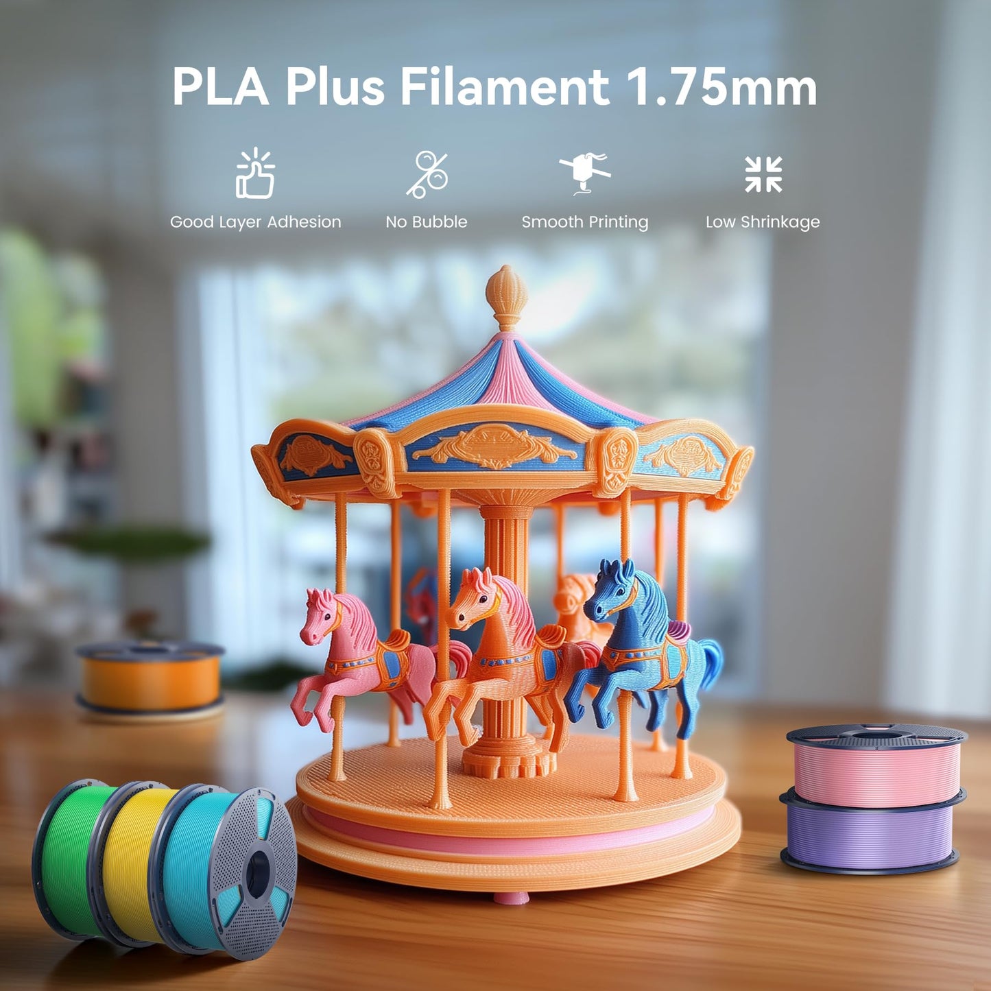 SUNLU PLA+ Filament 1.75mm, PLA Plus 3D Printer Filament, Dimensional Accuracy +/- 0.02 mm, Tough & Neatly Wound, 1KG Spool (2.2 LBS), Fit for Most FDM Printers, (Roasted Chestnut Black)