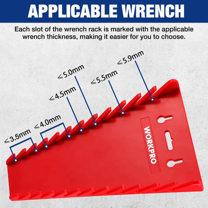 WORKPRO 2-Pack Magnetic Wrench Organizer, 12-Piece Wrench Holder Set for Tool Box Drawer Chest, Premium Quality Wrench Rack Tool Trays SAE(1/4" - 15/16") and Metric(6mm-24mm)