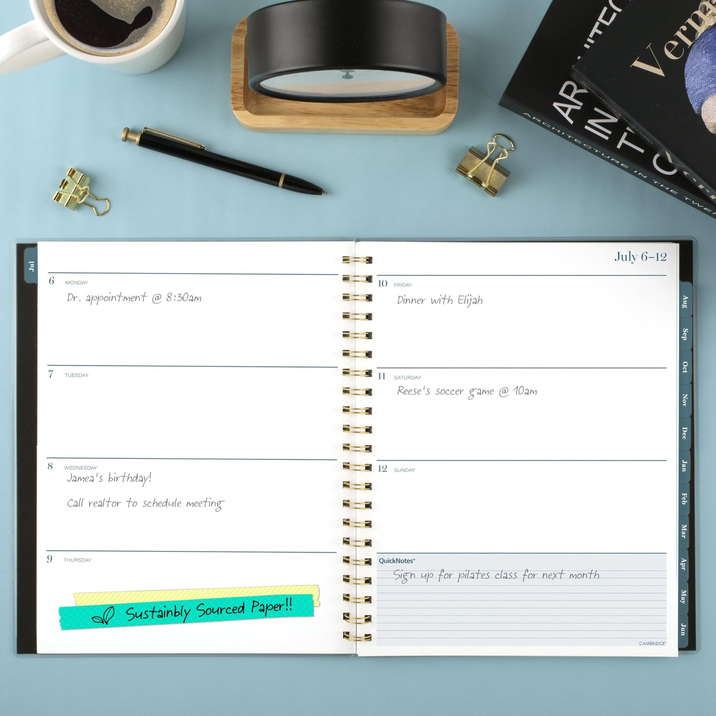 Cambridge Planner 2026-2027 Weekly & Monthly Academic 12-Month July-June, 8-1/2" x 11", Tundra (1798-905A)