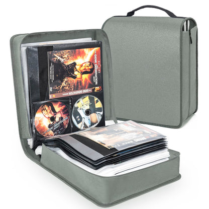 AKOZLIN DVD CD Storage Case with Extra Wide Title Cover Pages Portable Carrying Binder Holder Wallet Album DVD Case Protective Movie Media Storage Organizer 136 Disk Units,68 Booklet Pockets,Grey