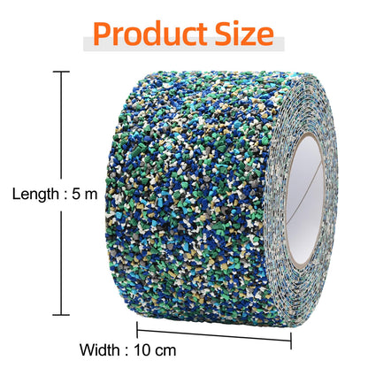 QILIMA Pool Tape Waterproof 10cm x 5m-Blue, Outdoor/Indoor Waterproof, Anti Slip Stair Strips for Outdoor Steps, Non Skid Rubber Grip Tape for Trails, Bathroom, Shower