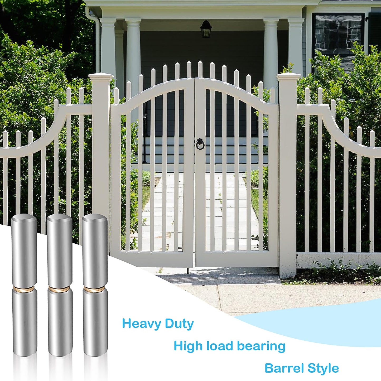 20 Pack Weldable Barrel Hinges, 3-1/8" x 1/2" Weld On Bullet Gate Hinges, Heavy Duty Carbon Steel Hinge, Ball Bearing Detachable Hinge for Gate,Trailer, Ramp, Door, Windows