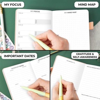 Clever Fox Pocket Planner Weekly – Undated Monthly Goal Planner and Calendar for Increasing Productivity, Mini Planner Perfect for Purse, Size: 3.7" x 6.7", Start Anytime, Lasts 1 Year – Rose Gold