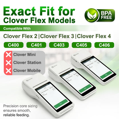 Vonlyst Clover Flex Paper Rolls 2 1/4" x 55’ Thermal Receipt Paper – 10 Rolls Pack - BPA Free POS Printer & Credit Card Machine Compatible C400 C401 C403 C405 C406