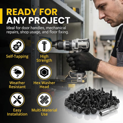 #14 x 1 Hex Washer Head Self Drilling Screws Black Oxidized, 410 Stainless Steel, 50 PCS