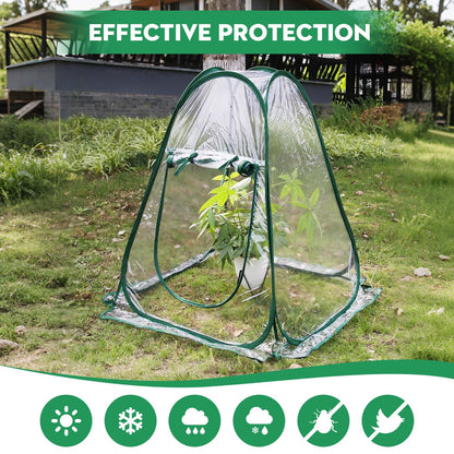 Storystore Mini Greenhouse, 27.5" x 27.5" x 31.5" PVC Pop Up Greenhouse with Nails, Small Green House Clear Portable Gardening Flower Plant Grow Tent for Outdoor Indoor