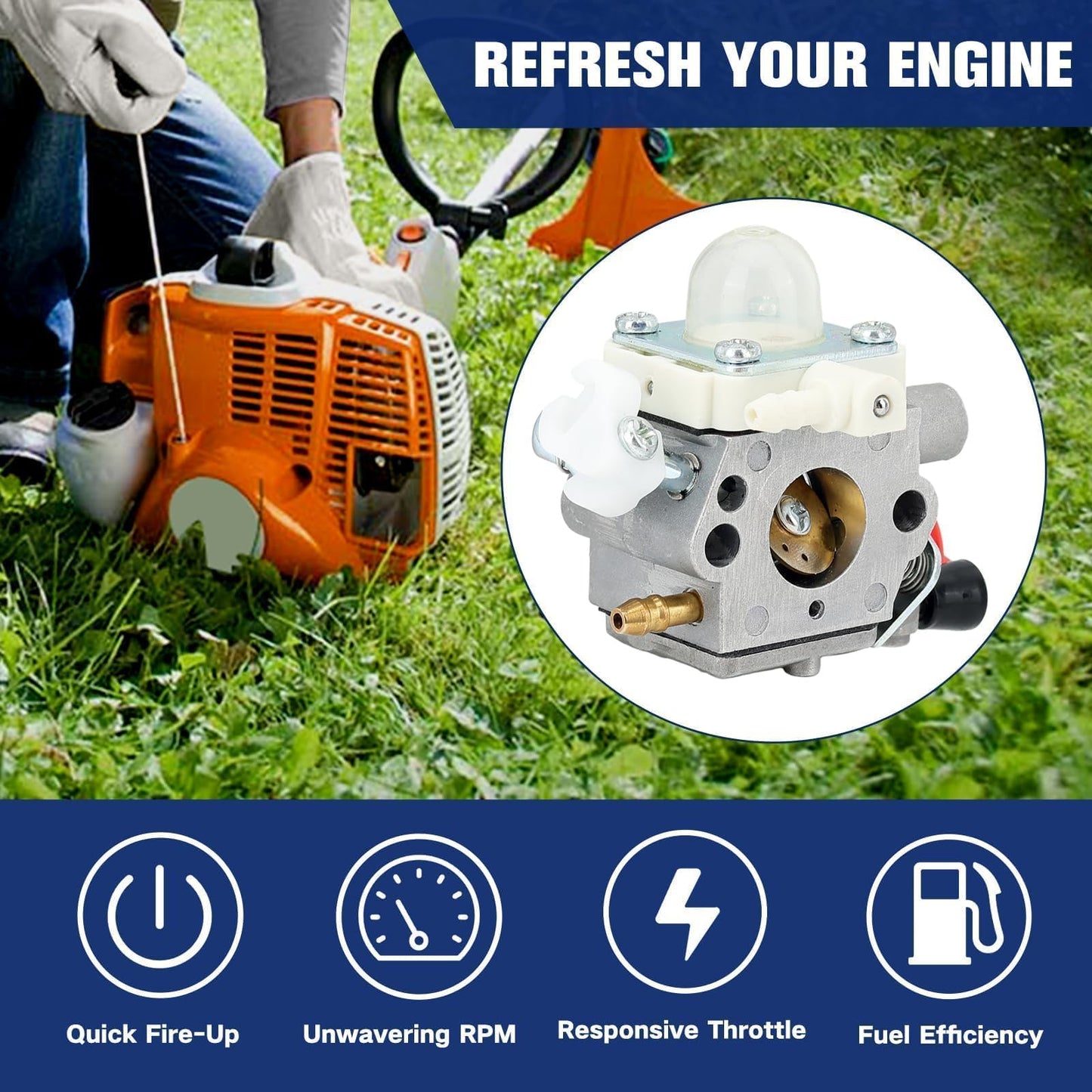 Powtol FS56RC Carburetor for Stihl FS 56 RC FS56 KM56RC FS70R FS70 FS70 FS40 FC70 HT56C FC56 KM56 FS50 HT56 Trimmer Weedeater Parts C1M-S267A