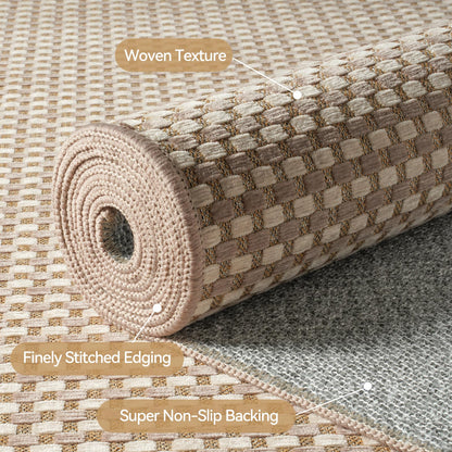 YDKGL 2x3 ft Indoor Door Mat Entryway Rug Non Slip Woven Washable Area Rugs Kitchen Mats for Floor, Front Entry Rug Entrance Doormat for Hall Porch Bathroom Kitchen Bedroom, Easy Clean, Brown 24"x36"