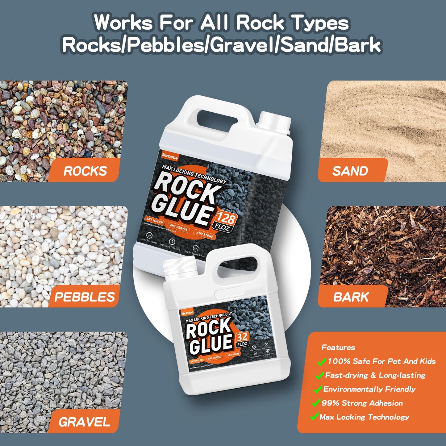 Rock Glue, 32OZ Mulch Glue for Landscaping, Fast-Dry Strong Pea Gravel Stabilizer Landscape, Non-Toxic Long-Lasting Dries-Clear Strong Pea Gravel Binder for Pebble, Pine Straw for Outdoor Gardens