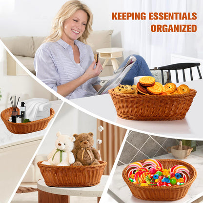 Boensi Wicker Basket, 38x28x12cm Gift basket empty/Fruit Basket – Perfect for Kitchen Storage,Christmas Gift,Table Centerpieces, Serving Bread, Fruit & Vegetable