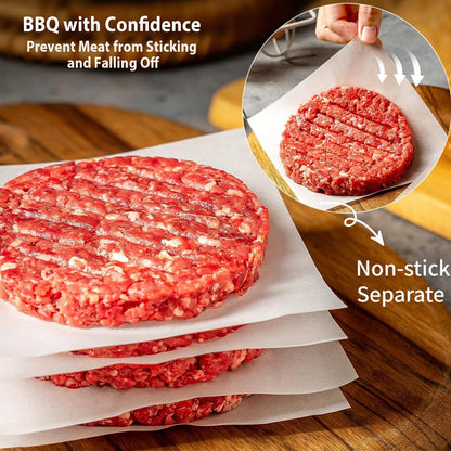 Smash Burger Press kit - 2 lb Heavy Duty Cast Iron Burger Press - 3 in 1 Hamburger Patty Maker Mold - 50 Patty Papers,100 Bamboo Skewers, Round Bacon Press for Blackstone Griddle Accessories
