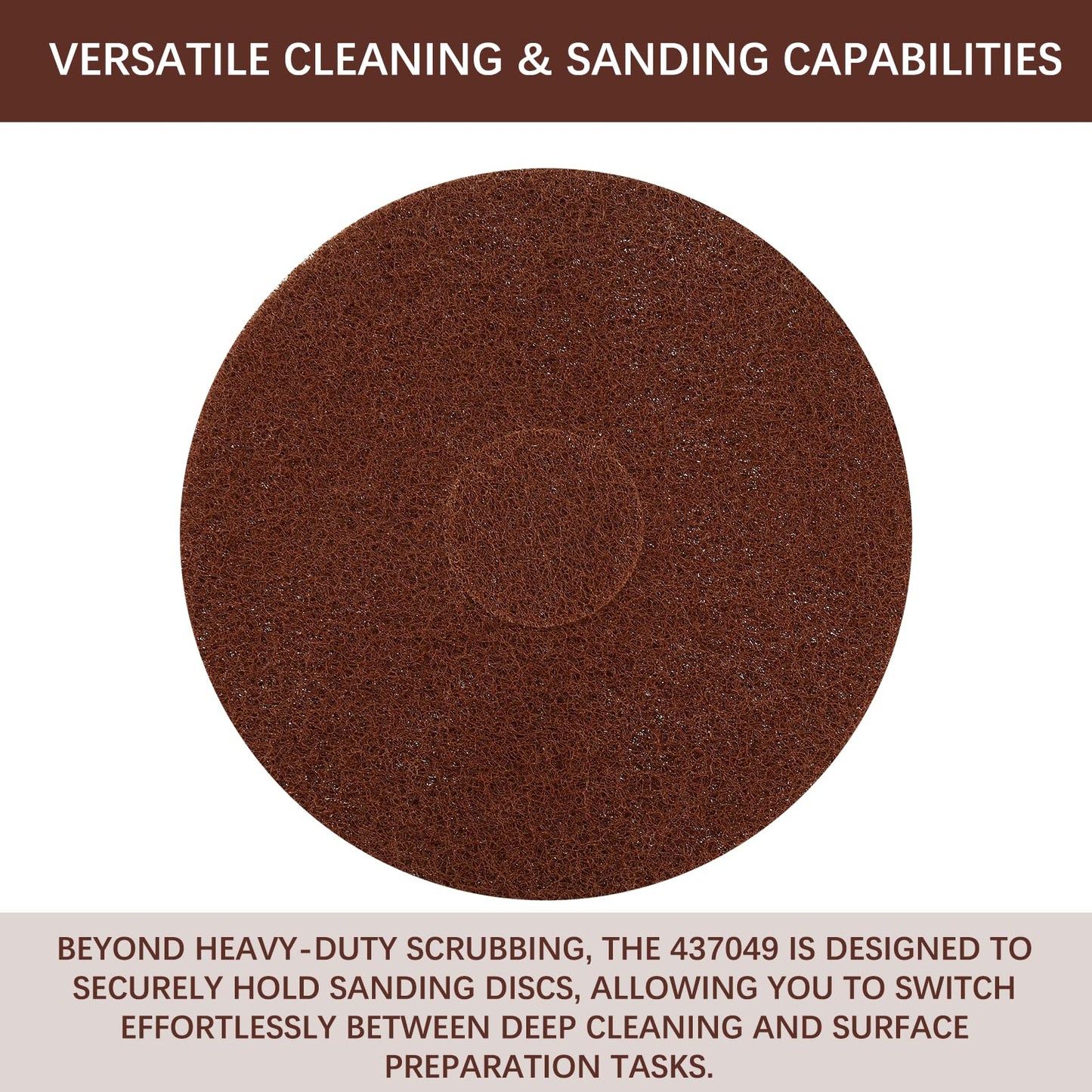 The Orbiter Brown Scrub Pad, Part Number 437049, has a Diameter of 12 inches(1 Pack). Used with The for Oreck Commercial Orbiter Hard Floor Cleaner Machine ORB550MC.