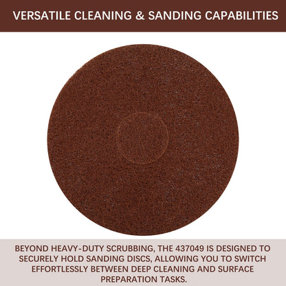 The Orbiter Brown Scrub Pad, Part Number 437049, has a Diameter of 12 inches(1 Pack). Used with The for Oreck Commercial Orbiter Hard Floor Cleaner Machine ORB550MC.