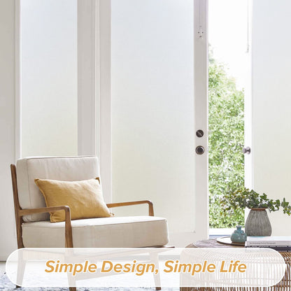 rabbitgoo Window Films for Privacy Frosted Glass Film with Backing Grid Lines Non-Adhesives Privacy Sticker Static Cling Window Covering Decals for Home Office Bathroom Door 60 x 200cm, Pure Frosted