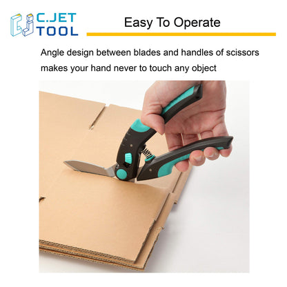 C.JET TOOL 10" Heavy Duty Scissors, Professional, Turquoise, Stainless Steel, Carpet, Cardboard, Leather, Pruning, Gardening