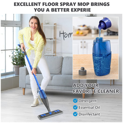 Spray Mops for Cleaning Floors: Papclean Floor Mop for Wet Dry Household - 4 Microfiber Pads 635ML Refillable Bottle for Hardwood Laminate Vinyl Apartment Kitchen Bathroom Cleaning