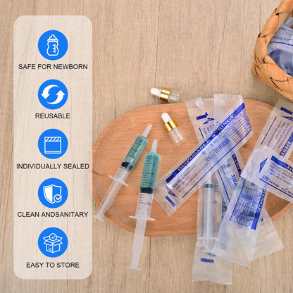 50 Pack 10ml Plastic Syringe Individual Wrap with Cap(No Needle), Measurement and Dispensing Syringe Tools for Science Labs, Industrial Oil Ink, Liquid Refilling and Measuring, Feeding Pets