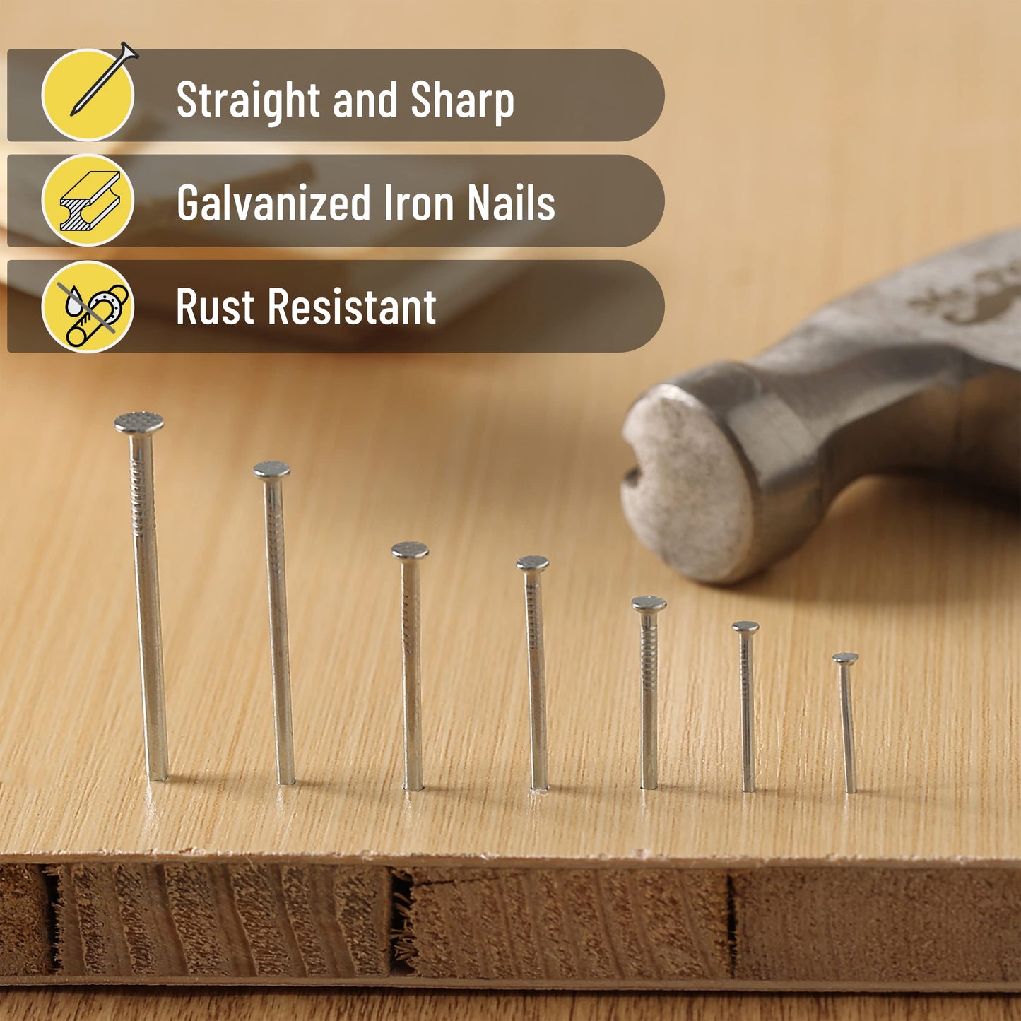 Mr. Pen Nail Assortment Kit, 1500 Pcs, Assorted 12 Sizes Brad Head and Flat Head Zinc-Galvanized Nails, Suitable for General Repairs and Hanging Pictures