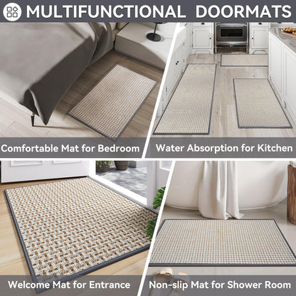 Door Mat 17"x30",Door Mat Indoor Entrance Dirt Resistant and Absorbent Non-Slip Rubber Backing Front Door Mats Washable Low-Profile Indoor Mats for Entryway, Inside Entrance Easy Clean Gray