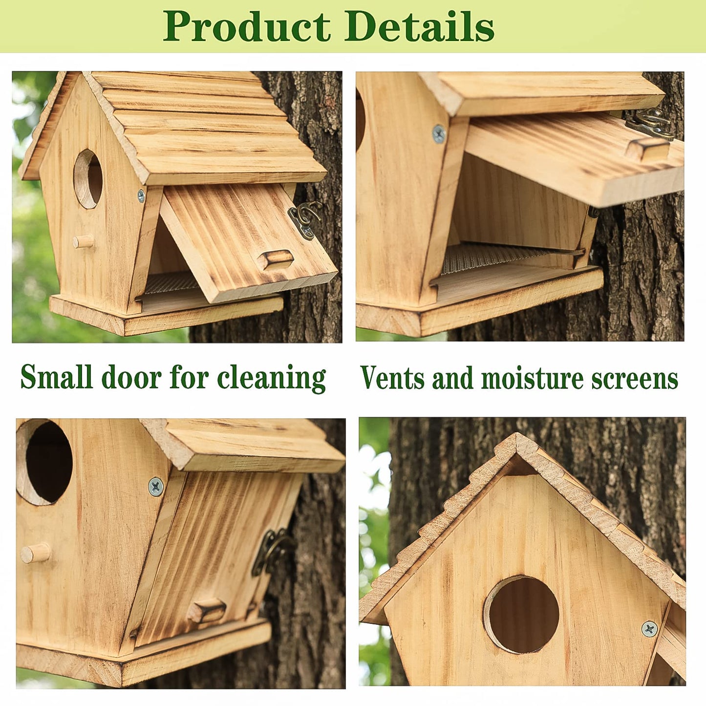 Bird House for Outside,Bird Houses for Outside Clearance,Wooden Bluebird House Finch Cardinals Hanger Birdhouse Outdoor Nesting Box for Wild Bird Viewing