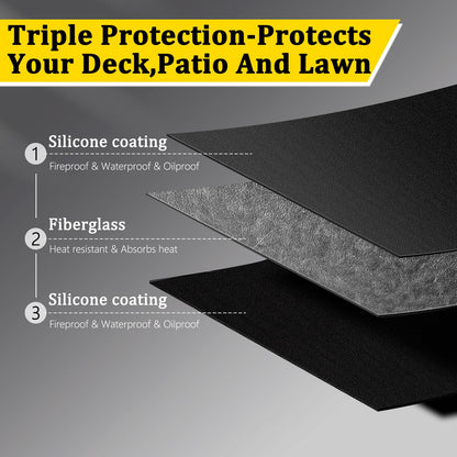 152 * 122cm Large Under Grill Mat for Outdoor Grill – Double-Sided Fireproof, Waterproof, Oil-Proof BBQ Mat Protector for Deck, Patio, Lawn, or Indoor Fireplace – Easy to Clean, Durable Design
