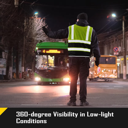 COOLJOB 9 Pockets Reflective Mesh Safety Vest for Men, Hi-vis Work Vest for Construction, Class 2 ANSI Standard, Yellow Large 1 pack