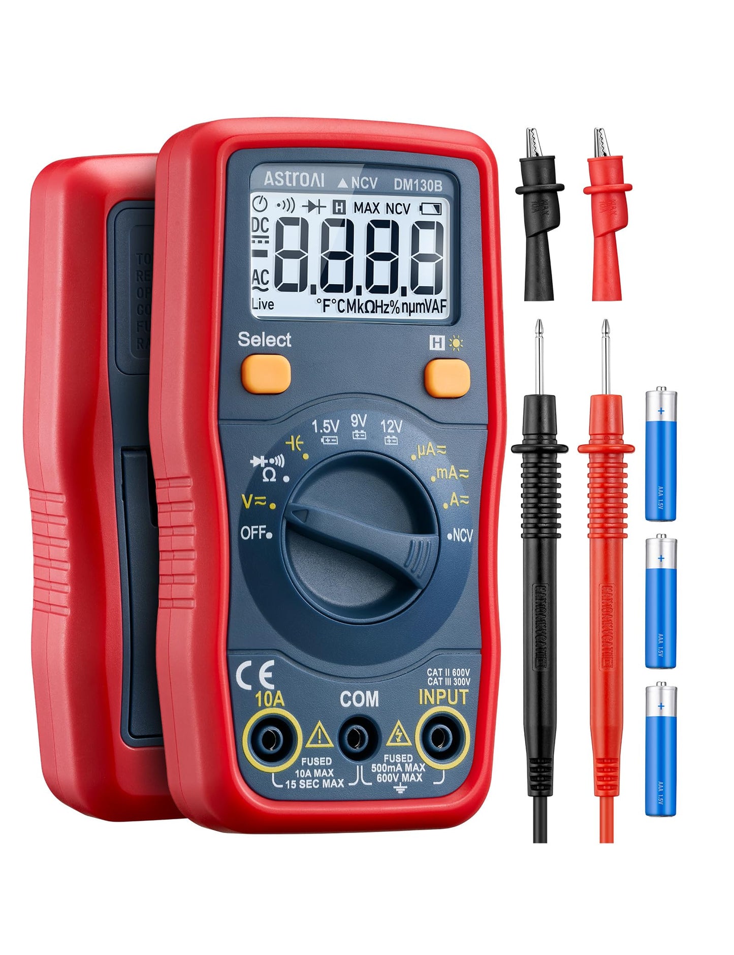 AstroAI Digital Multimeter 4000, Auto Range NCV Detector, Multimeter Tester with Volt Amp Ohm, Multi Meters Measures AC/DC Voltage, Current, Resistance, Continuity, Capacitance, Diodes and Batteries