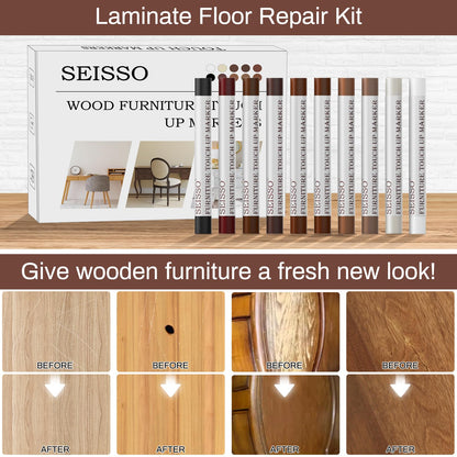 SEISSO Wood Filler Sticks, Furniture Wax Crayons for Scratches, 10 Pcs Wood Floor Repair Wax Filler Sticks, Touch Up Wax Sticks Repair Kit for Scratches, Holes, Floor, Laminate, Carpenters
