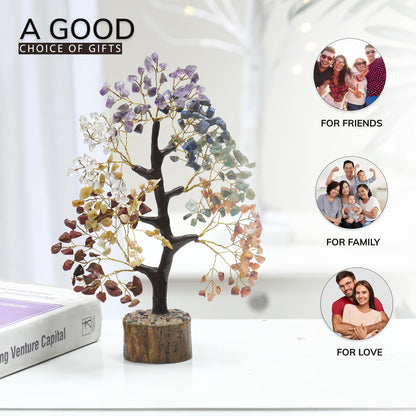 YATHABI Seven Chakra Golden Wire Handmade Gemstone Tree Feng Shui Bonsai for Attracting Positive Energies Chakra Balancing Aura Cleansing Crystal Healing Home Decor Size:- 10-12 Inch Approx