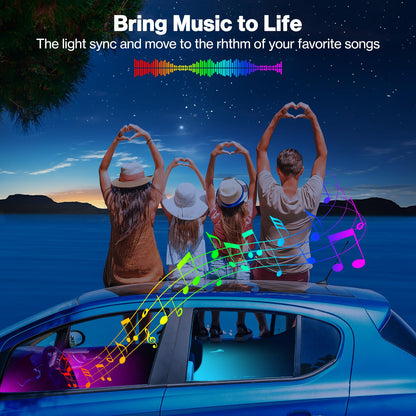 Bawoo Interior Car Lights, Car LED Strip Light Waterproof 48 LED Lights for Car with APP Control, RGB Music Sync Under Dash Car Light with Car Charger, DC (Large/APP & Remote Control)