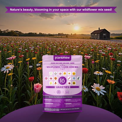 200,000+ Wildflower Seeds [4oz] 16 Variety Perennial Mix - USA-Sourced Seeds for Pollinator Gardens | Attracts Bees/Birds/Butterflies | High Germination Rate for Indoor & Outdoor