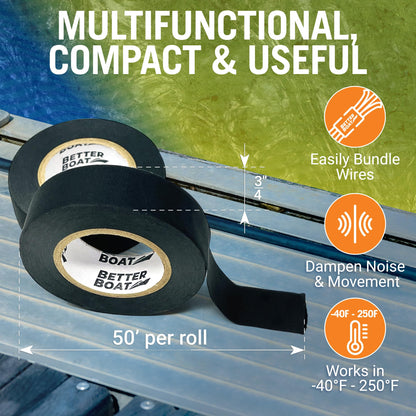 5pk Wire Harness Tape, Heat Resistant Loom Fabric Wrap, High-Temperature Cloth Electrical Wiring, 3/4" x 50ft, Marine and Automotive Felt