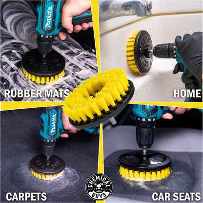 Chemical Guys Medium Duty Spinner Multi-Surface Drill Brush Attachment (Fits Any Standard Drill - Power Scrubber Removes Stains & Cleans Floor Mats, Upholstery & Carpets), Yellow