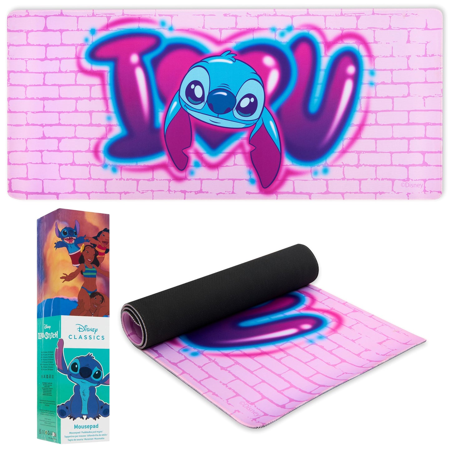 Disney Stitch Desk Mat Large Mouse Mat 80 x 36 cm Baby Yoda Desk Protector Mat PC Laptop Keyboard Stitch Gifts (Pink Stitch)