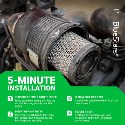BlueStars AFZE30 GX390 GX340 Air Filter - Compatible with Honda GX340 GX390 GX 390 GX 340 11HP 13HP Engines - Replaces 17210-ZE3-505 17210-ZE3-010 Air Filter - PACK OF 4