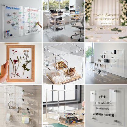 12 x 12” Clear Acrylic Sheet Cast Plexiglass (4-Pack) – 1/8” Thick; Use for Craft Projects, Signs, DIY Projects and More; Cut with Cricut, Saw or Hand Tools – No Knives