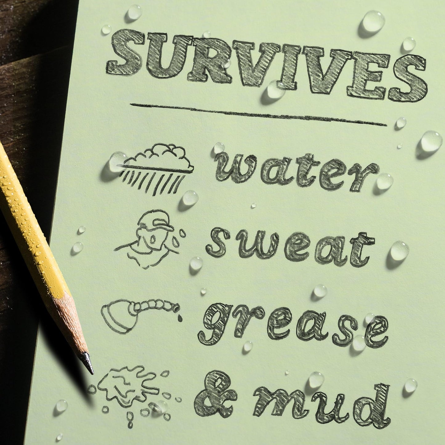 Rite in the Rain All-Weather Hard Cover Notebook, 4 1/4" x 6 3/4", Green Cover, Universal Pattern (No. 970F-M)