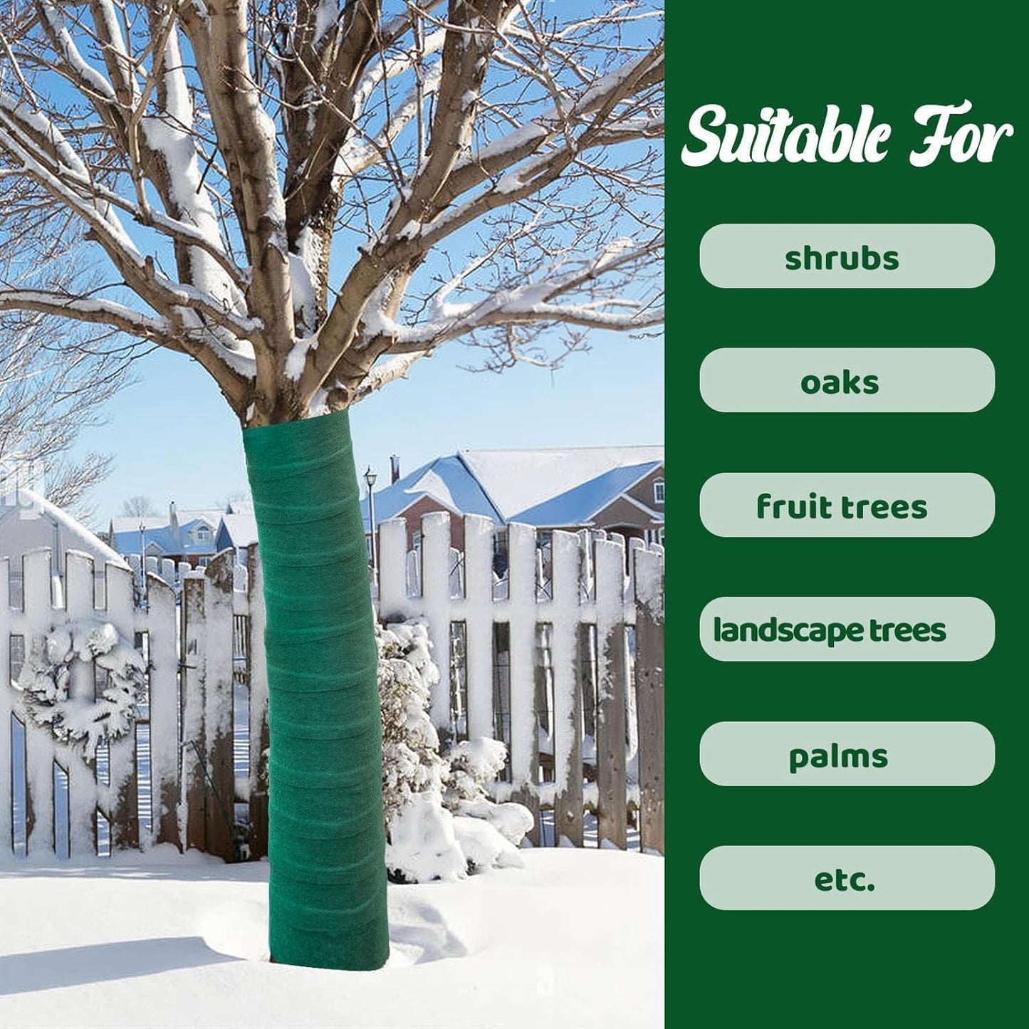 Tree Protector Wrap for Winter Freeze Protection, 56 Ft x 2 Rolls Heavy-Duty Tree Wrap with Tape, Breathable Trunk Bark, Protects Damaged Bark and Guards Against Animals for Shrubs and Young Trees
