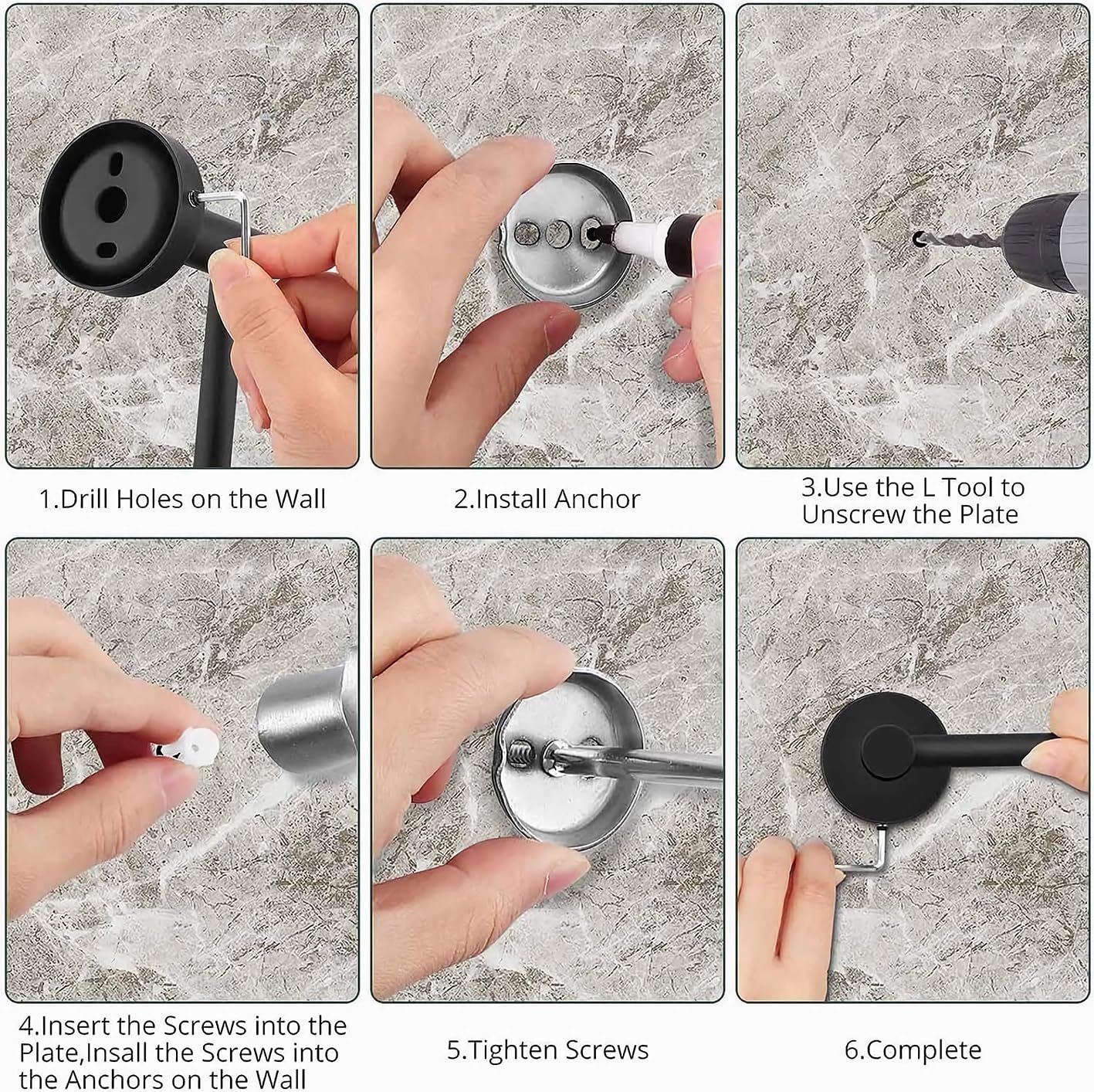 5 Piece Bathroom Hardware Set Matte Black Bathroom Accessories SUS304 Stainless Steel Include 16" Towel Rod, Toilet Paper Holder, Multifunctional Hooks