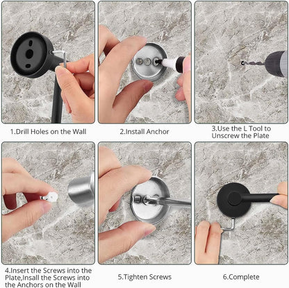 5 Piece Bathroom Hardware Set Matte Black Bathroom Accessories SUS304 Stainless Steel Include 16" Towel Rod, Toilet Paper Holder, Multifunctional Hooks