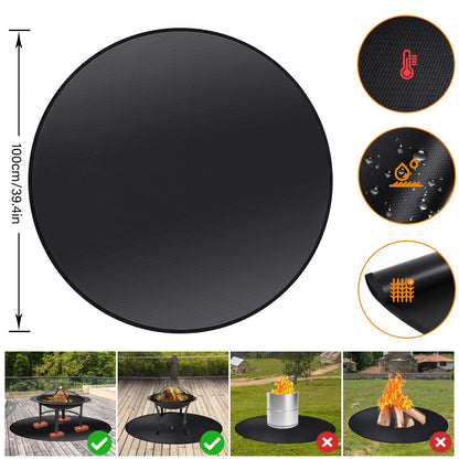 100cm Round Fire Pit Mat (39") - 3-Layer Fireproof Grill Protector for Deck, Lawn and Grass, Heavy Duty BBQ Mat Under Gas or Camping Heaters
