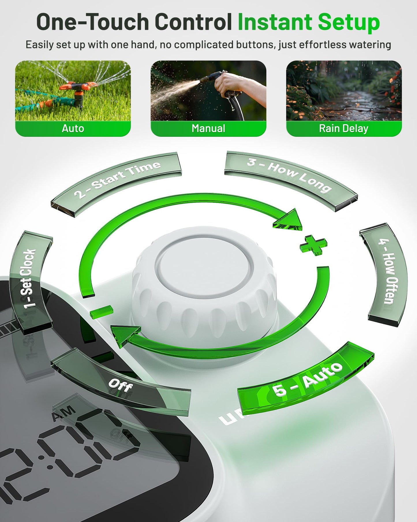 2027 New Upgrade Sprinkler Timer with Brass Inlets, Unistyle Programmable Water Timer for Garden Hose, IP55 Waterproof Hose Timers with Manual and Automatic Irrigation Timers for Yard and Lawn Patio