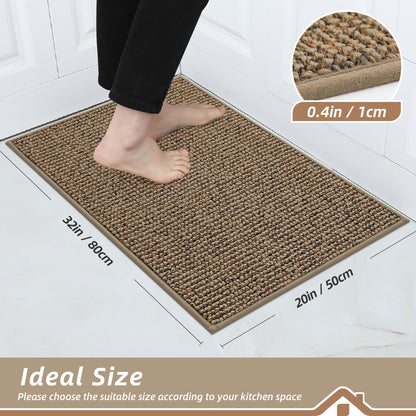 BEQHAUSE Kitchen Rugs 20"x32", Non-Slip Kitchen Mats for Floor, Super Absorbent and Stain Resistant Kitchen Rugs, Machine Washable Rugs for Kitchen, Hallway, Laundry & Sink, Taupe