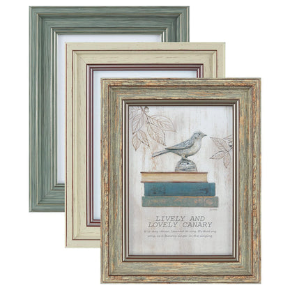 XUANLUO 3 Pack 5x7 Inch Picture Frames Farmhouse Rustic Vintage Distressed Wood Grain Photo Frame with HD plastic cover for Table Top Display and Wall Hanging