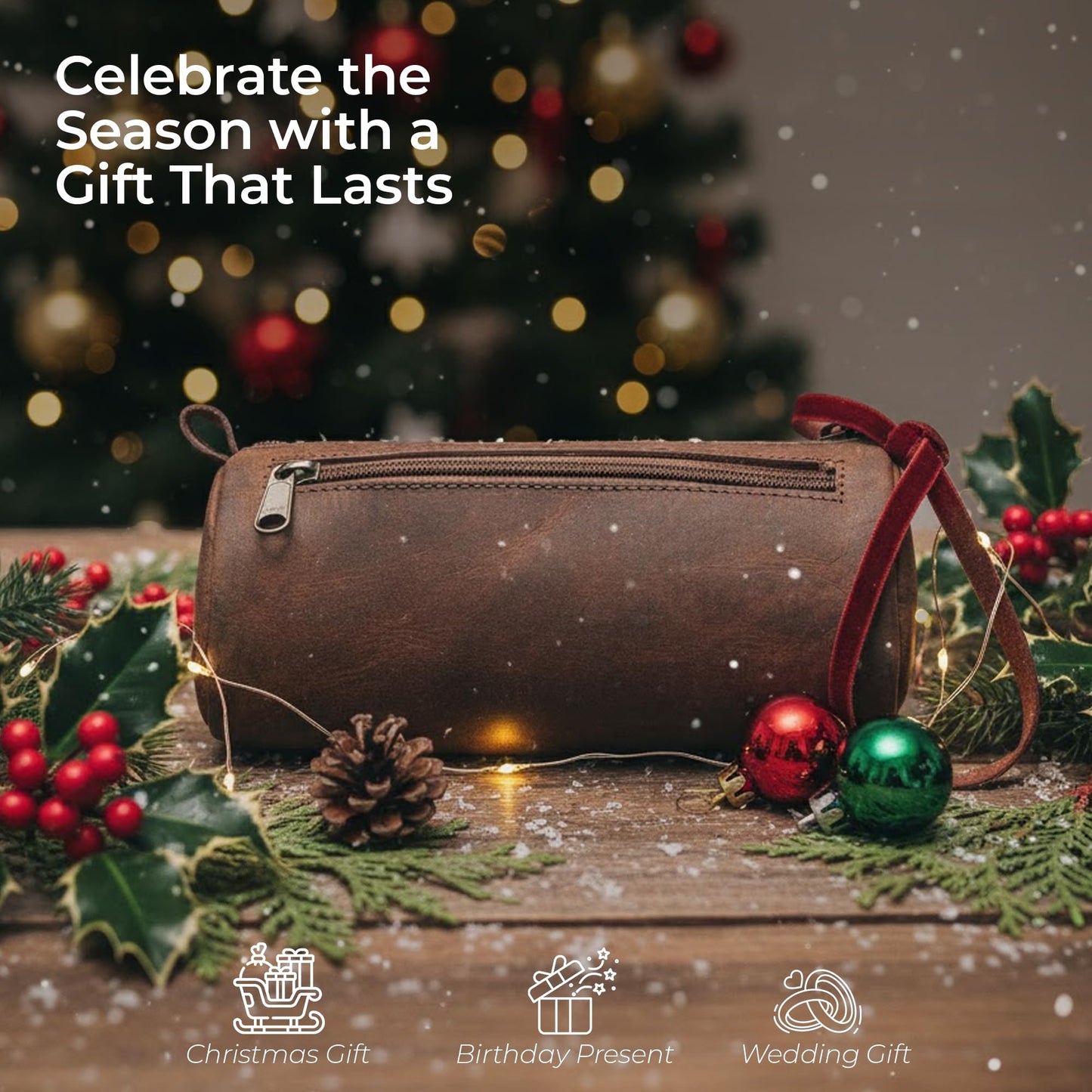 Wanderings Small Triangle Leather Pencil Pouch – 8.5" / 21.6 cm – Handcrafted Full-Grain Leather Zipper Case – Compact Brown and Stylish Pencil Case for Artists, Travel Makeup, Jewelry, and Purse Bag
