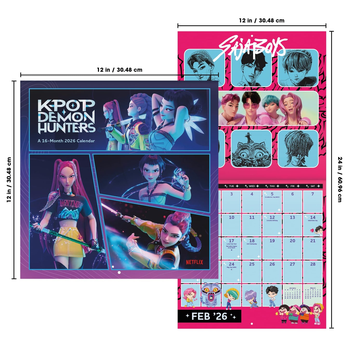 2026 Kpop Demon Hunters Wall Calendar