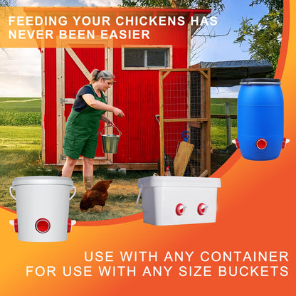 ZenxyHoC Chicken Feeders No Waste, DIY Automatic Poultry Feeder 8 Ports 1 Hole Saw with Covers Gravity Feed Kit for Buckets Barrels Bins Troughs