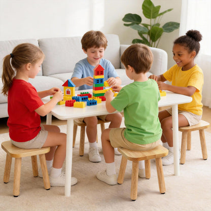 XIHESHIJ 11.6" Non-Slip Wooden Step Stool - Compact & Sturdy, 250 Lbs Capacity, Easy Assembly for Bedroom, Bathroom, Kitchen Toddler Chair Wooden Kids Desk (Nature)